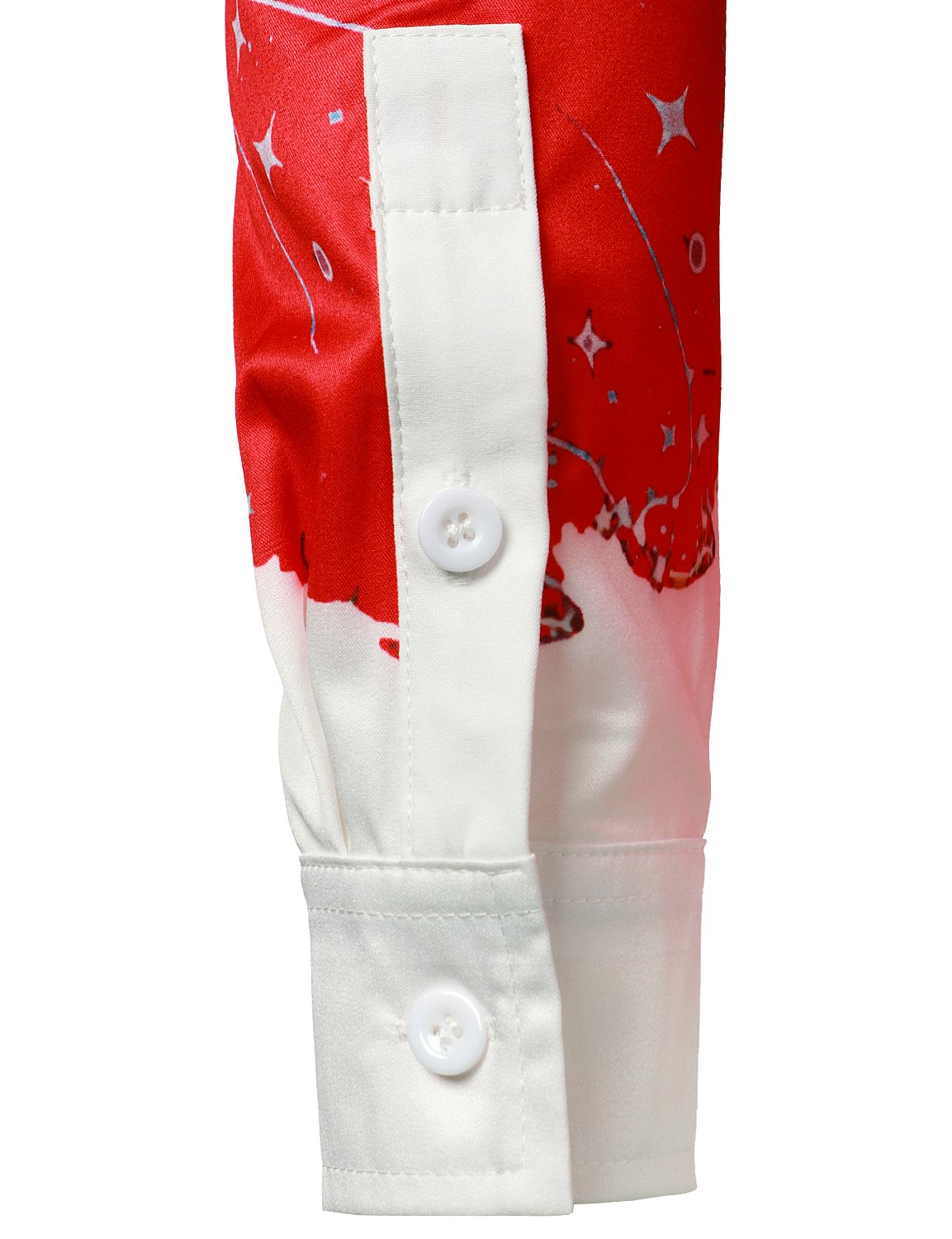 Mænds juleinspirerede top rød sjovt outfit ferie knap-ned langærmet skjorte