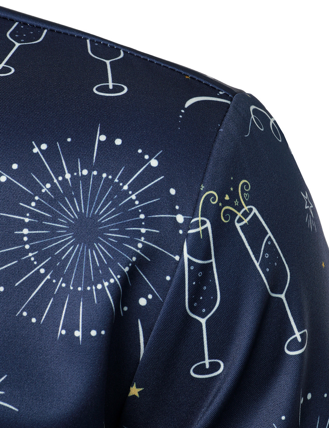 Herre Fyrværkeri Ferie Nytår Fest Knap-Op Blå Langærmet Skjorte