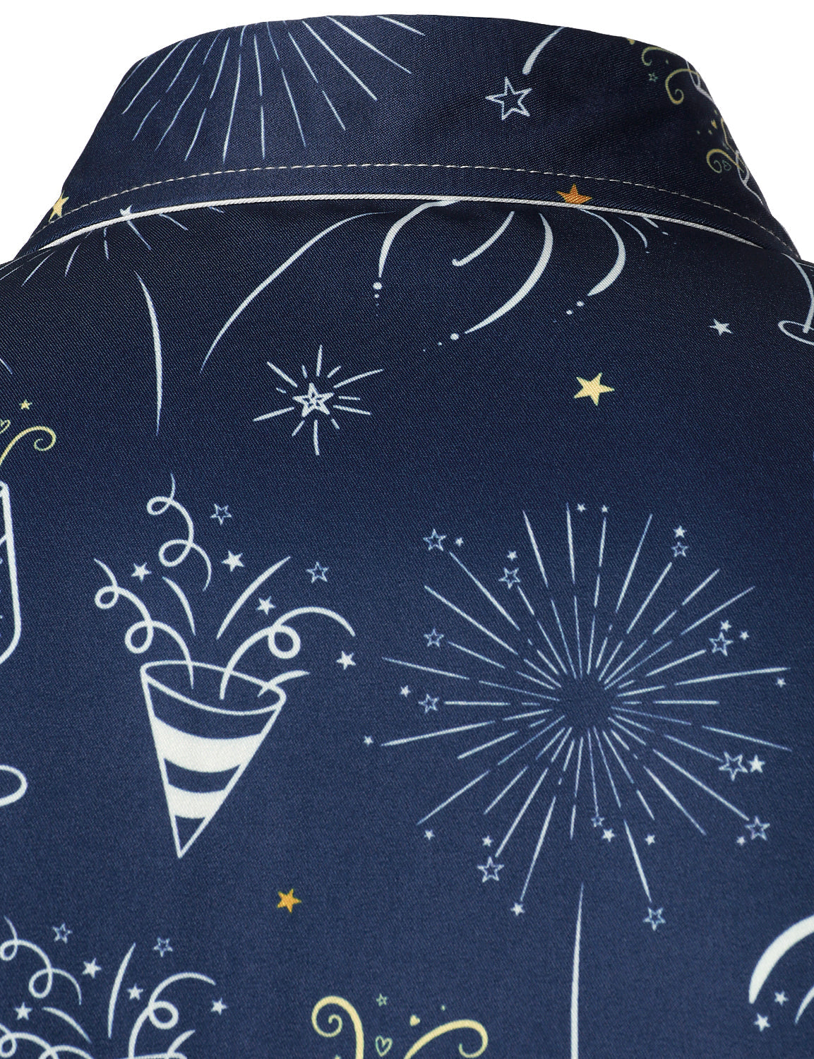 Herre Fyrværkeri Ferie Nytår Fest Knap-Op Blå Langærmet Skjorte