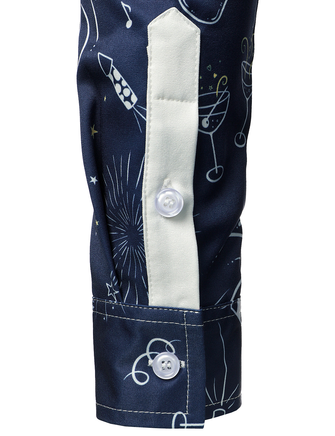 Herre Fyrværkeri Ferie Nytår Fest Knap-Op Blå Langærmet Skjorte