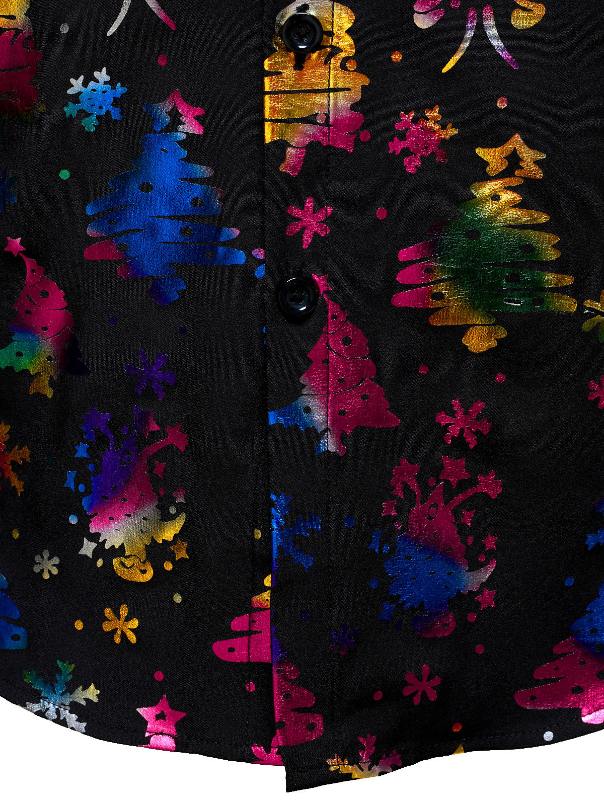 Herre Guld Jul Print Regular Fit Sort Langærmet Skjorte 