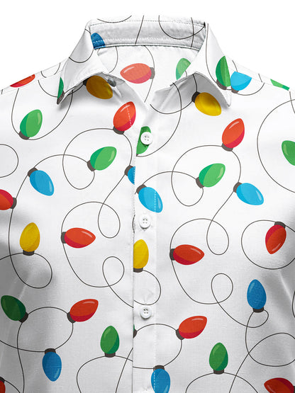 Herre Jul Langærmet Xmas Fairy Lights Skjorte 