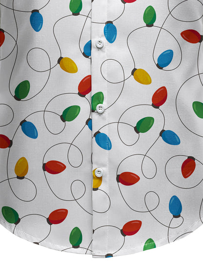 Herre Jul Langærmet Xmas Fairy Lights Skjorte 