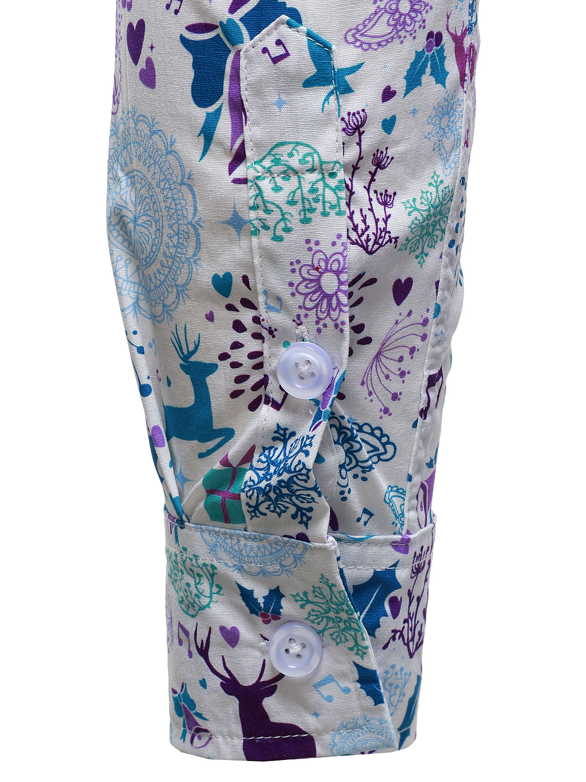 Herre Jule Rensdyr Festlig Print Xmas Ferie Hvid Langærmet Skjorte 