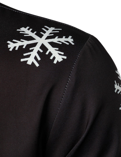 Herre Julemand Knap-Up Sort Sjov Langærmet Skjorte 