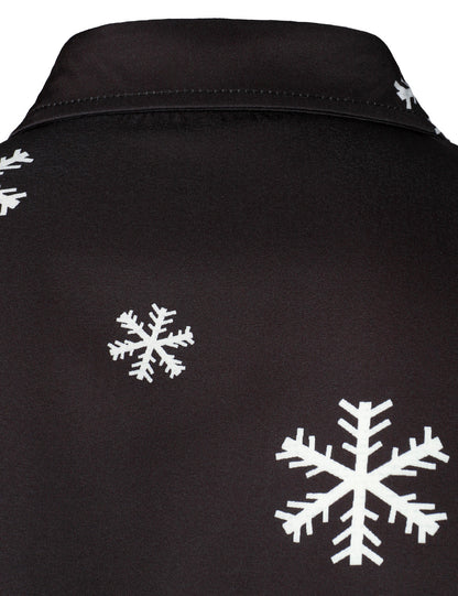 Herre Julemand Knap-Up Sort Sjov Langærmet Skjorte 