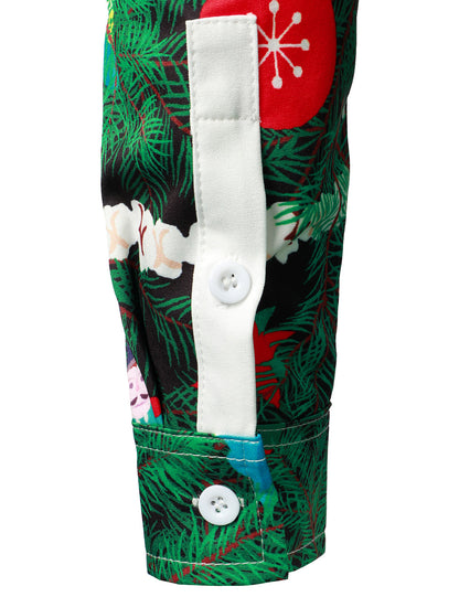 Herre Juletræ Camo Print Regular Fit Sjovt Outfit Tematiseret Top Langærmet Skjorte 