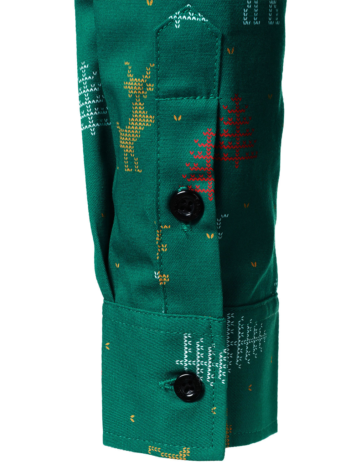 Herre Juletræ Elg Tryk Åndbar Grøn Langærmet Skjorte 