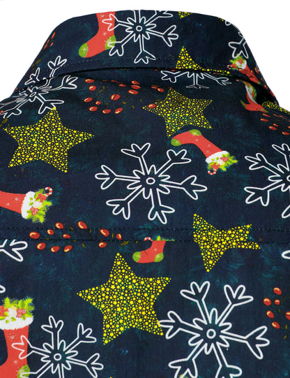 Herre Juletryk Ferie Bomulds Langærmet Skjorte 