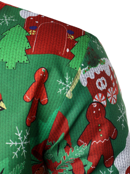 Herres jule sjove outfit ferie fest grim langærmet skjorte 