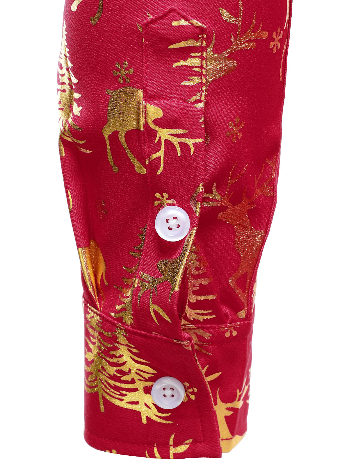 Mænds Gyldne Jule Rensdyr Festlig Tryk Rød Langærmet Skjorte 