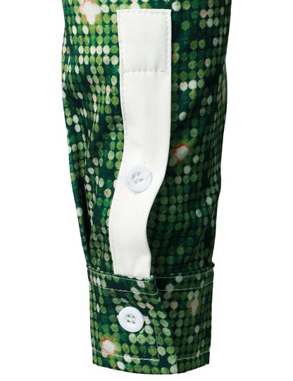 Mænds Juletræ Sjovt Outfit Juletema Top Ferie Grøn Knap Langærmet Skjorte 