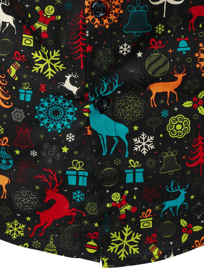 Mænds Sjove Jule Rensdyr Snefnug Langærmet Skjorte 