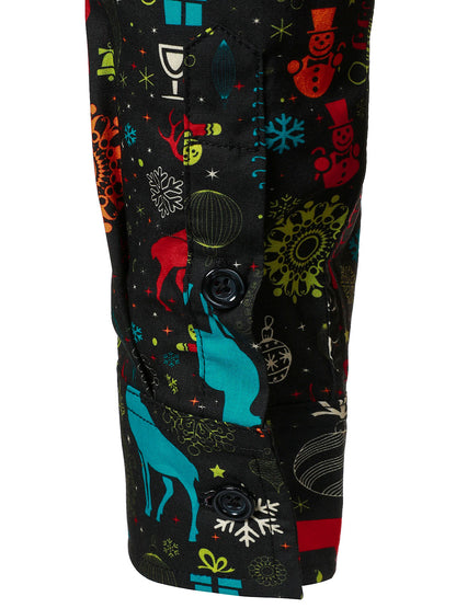 Mænds Sjove Jule Rensdyr Snefnug Langærmet Skjorte 