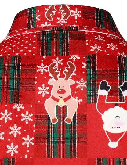 Mænds Vintage Rød Tartan Sjov Ferie Grim Jul Langærmet Skjorte 