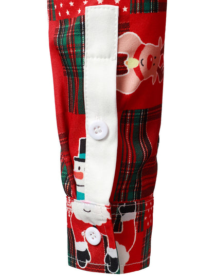 Mænds Vintage Rød Tartan Sjov Ferie Grim Jul Langærmet Skjorte 