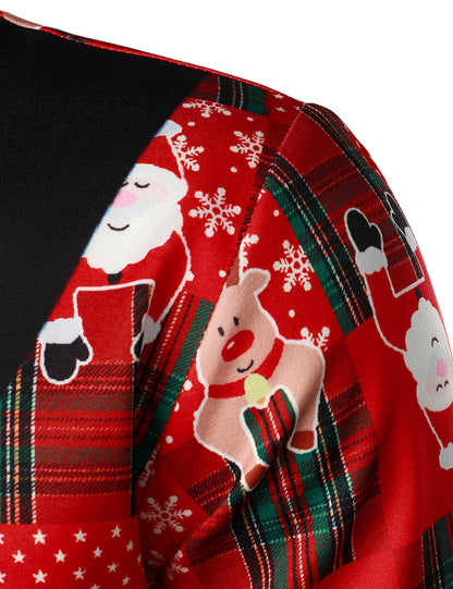 Mænds Vintage Rød Tartan Sjov Ferie Grim Jul Langærmet Skjorte 