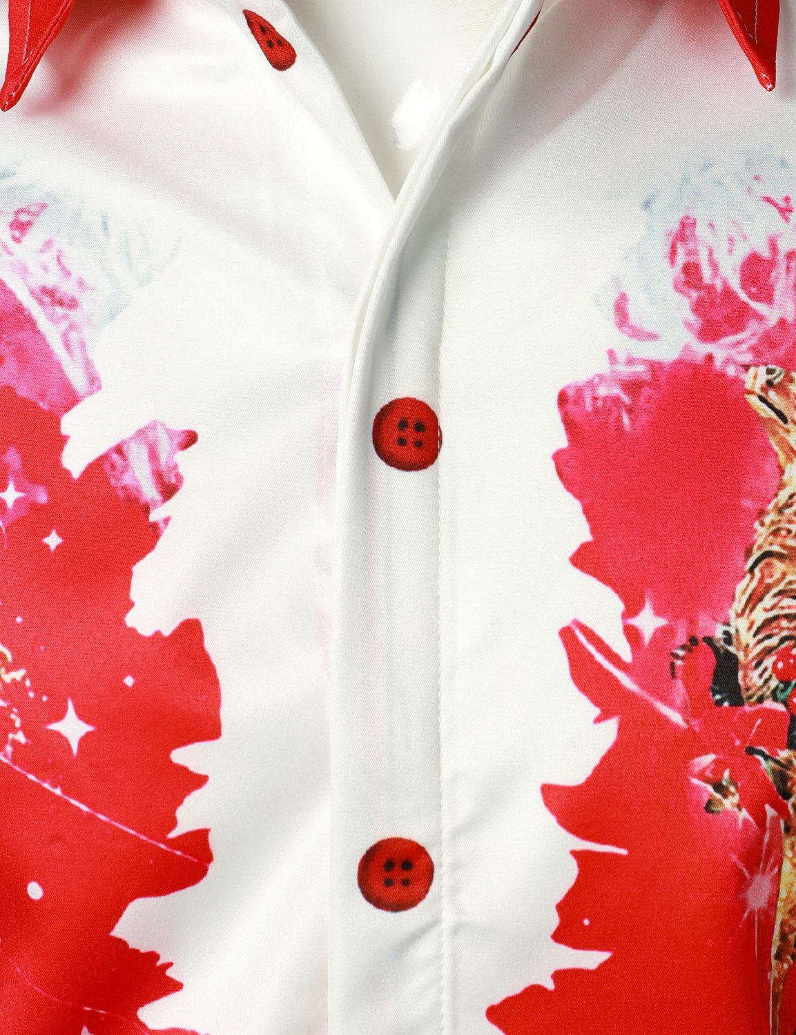 Mænds juleinspirerede top rød sjovt outfit ferie knap-ned langærmet skjorte 