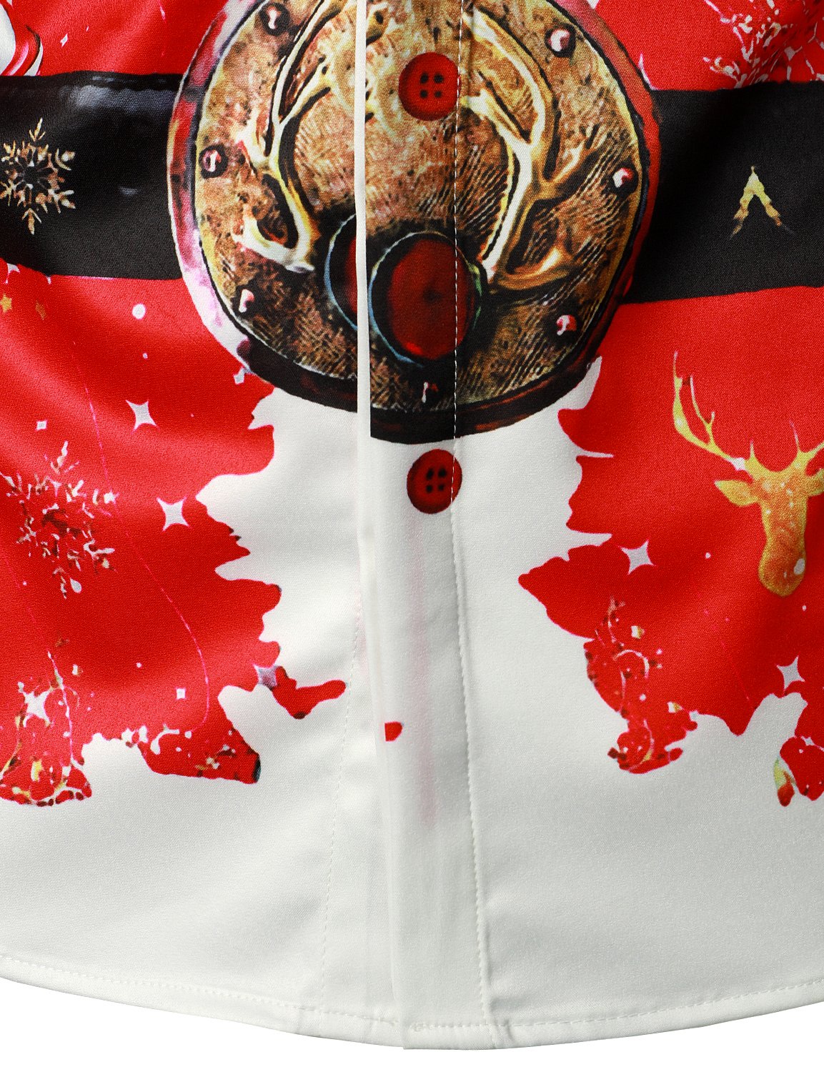 Mænds juleinspirerede top rød sjovt outfit ferie knap-ned langærmet skjorte 