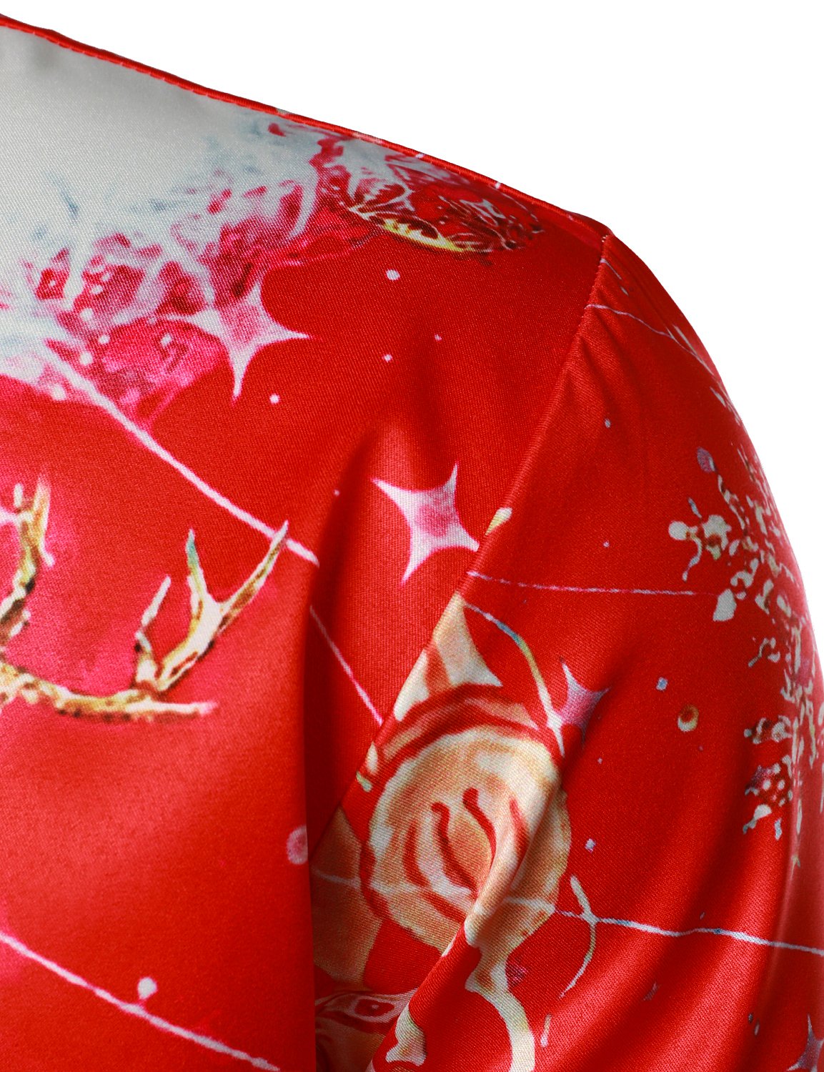 Mænds juleinspirerede top rød sjovt outfit ferie knap-ned langærmet skjorte 