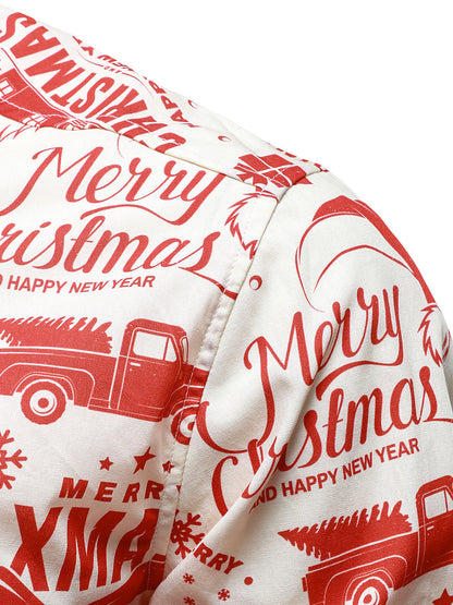 Mænds julestrøje i beige med sjovt vintage design og lange ærmer 