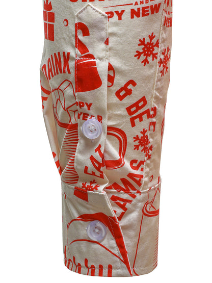 Mænds julestrøje i beige med sjovt vintage design og lange ærmer 